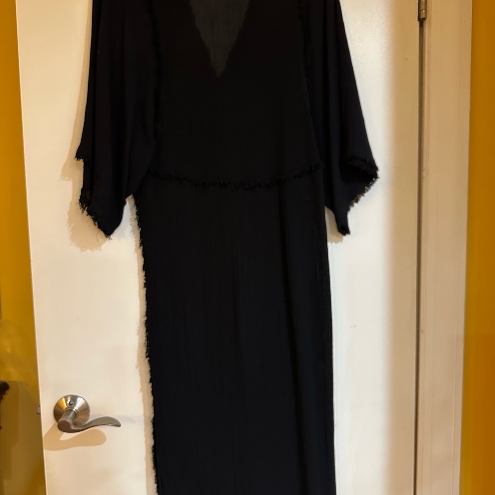 ZARA Elegant LONG Black Sheer Kimono Size XS Excellent Condition True to Size